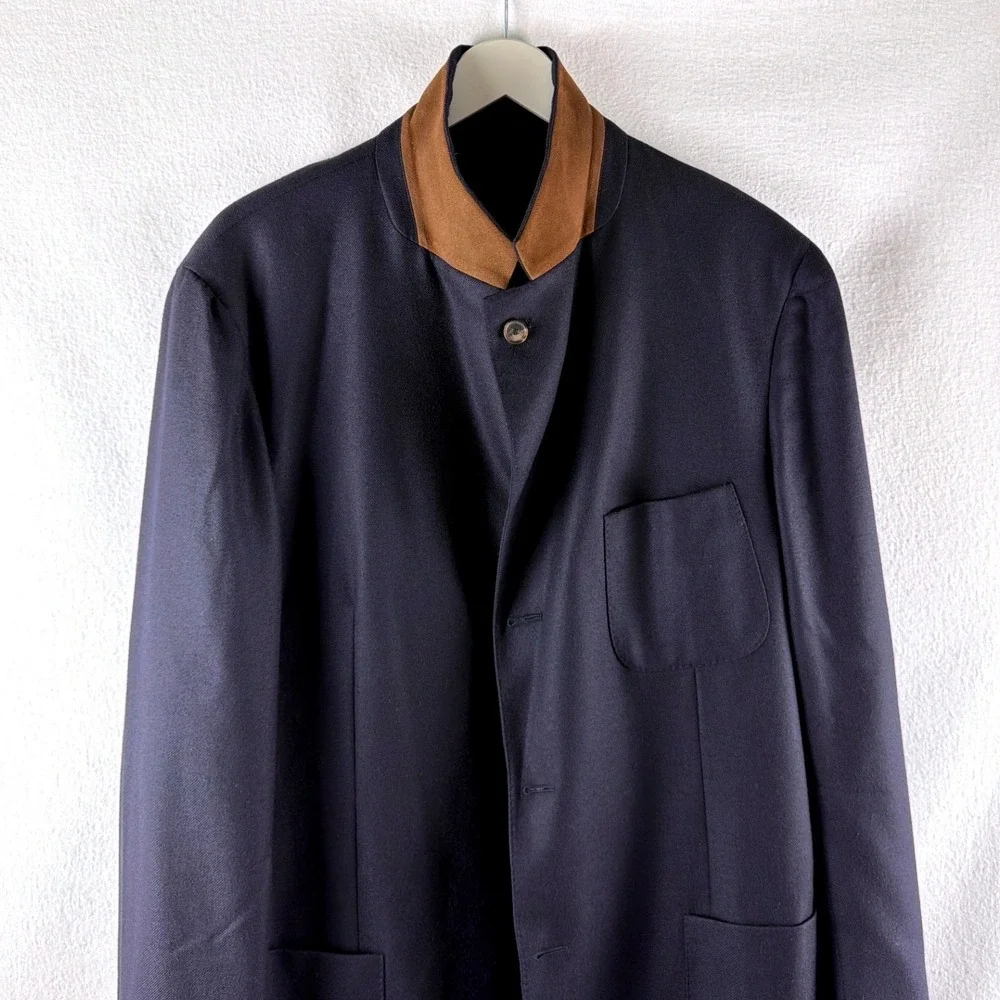 Loro‎ Piana Voyager Jacket Mens 52 Navy Blue 100% Cashmere Blazer Made in Italy